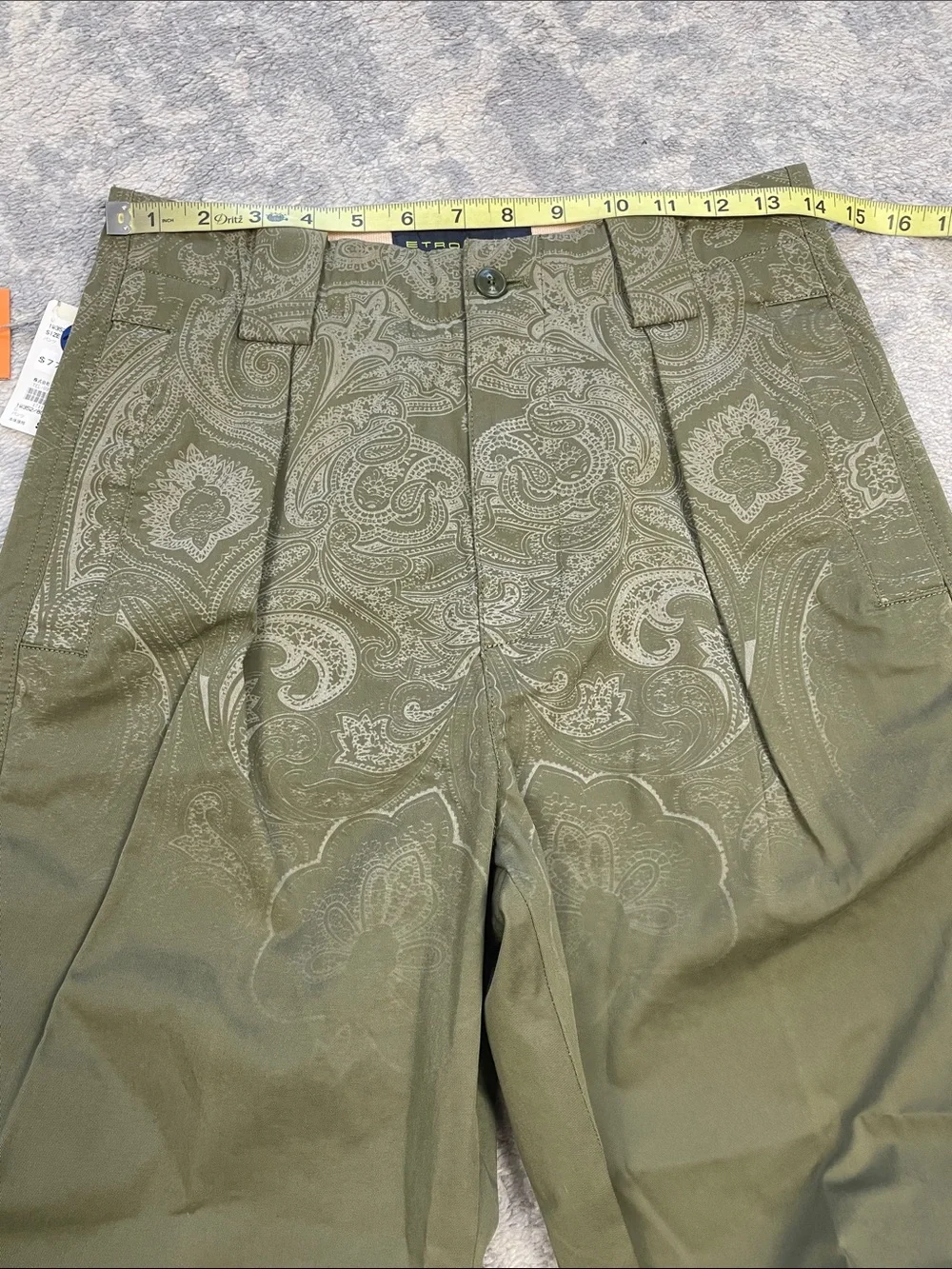 NWT Etro Milano Pleat Front Paisley Chino Pants Green Mens Size 44